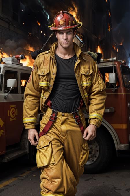 00020-1058541065-_lora_kris_evans-08_0.8_ photo of kris_evans wearing a (t-shirt) and jacket dressed as firemenoutfit, suspenders, helmet, pants,.png